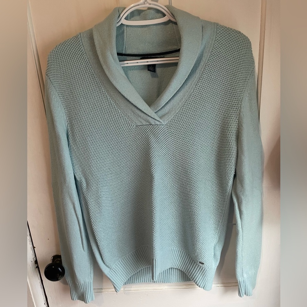 Tommy Hilfiger Light Blue Shawl Collar Sweater